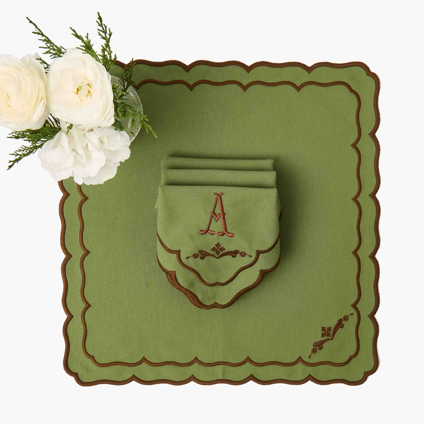 Green & Chocolate Doris Napkins (Set of 4)