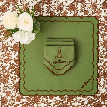 Green & Chocolate Doris Napkins (Set of 4)