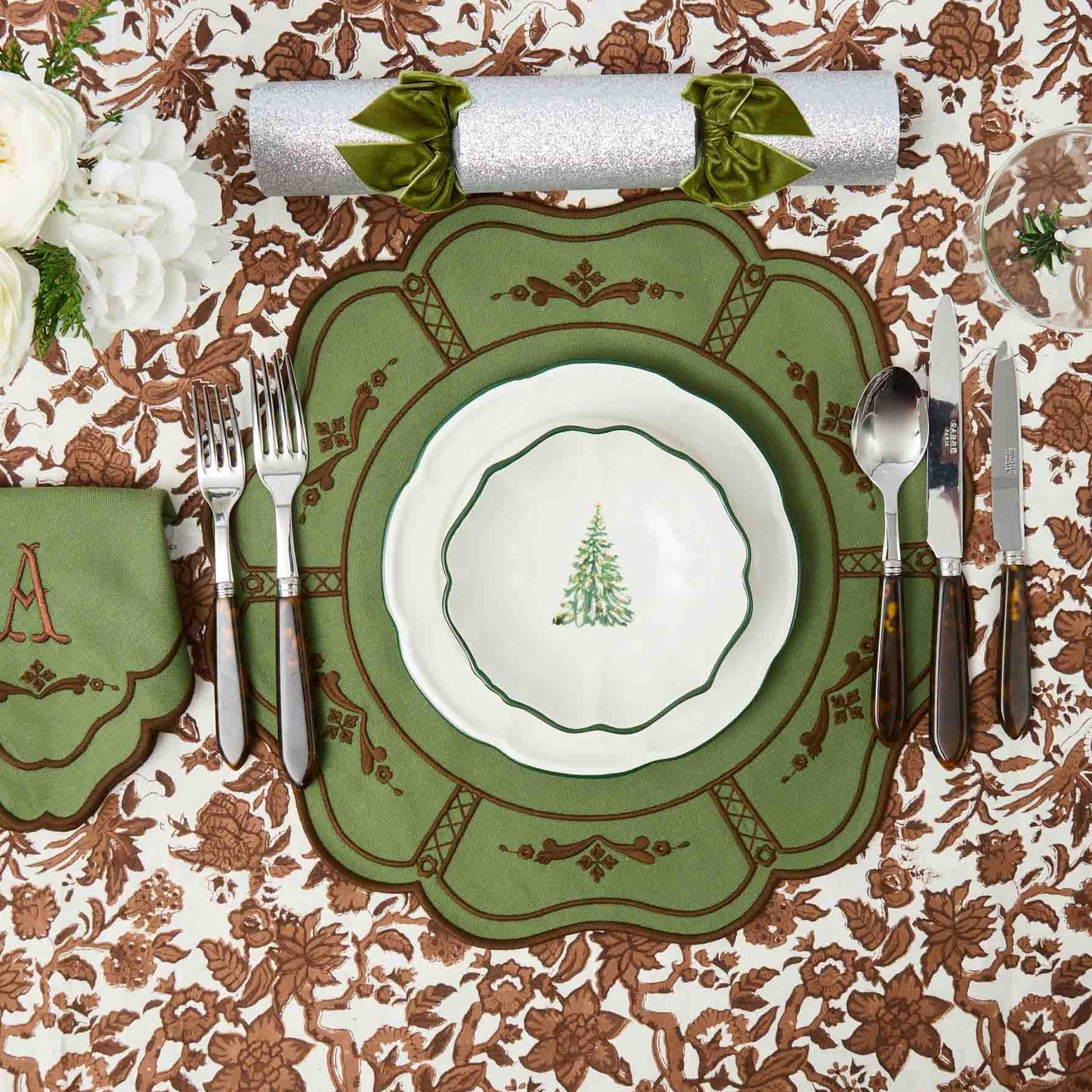 Green & Chocolate Doris Napkins (Set of 4)