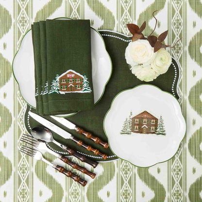 Alpine Chalet Forest Green Linen Napkins (Set of 4)