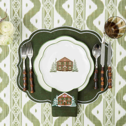 Alpine Chalet Forest Green Linen Napkins (Set of 4)