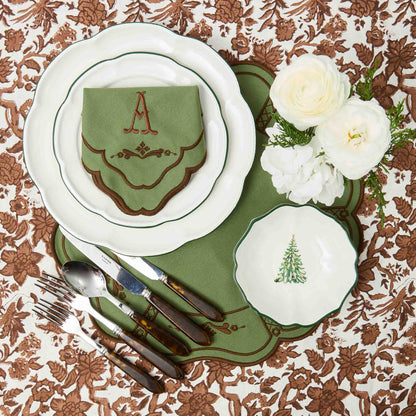 Green & Chocolate Doris Napkins (Set of 4)