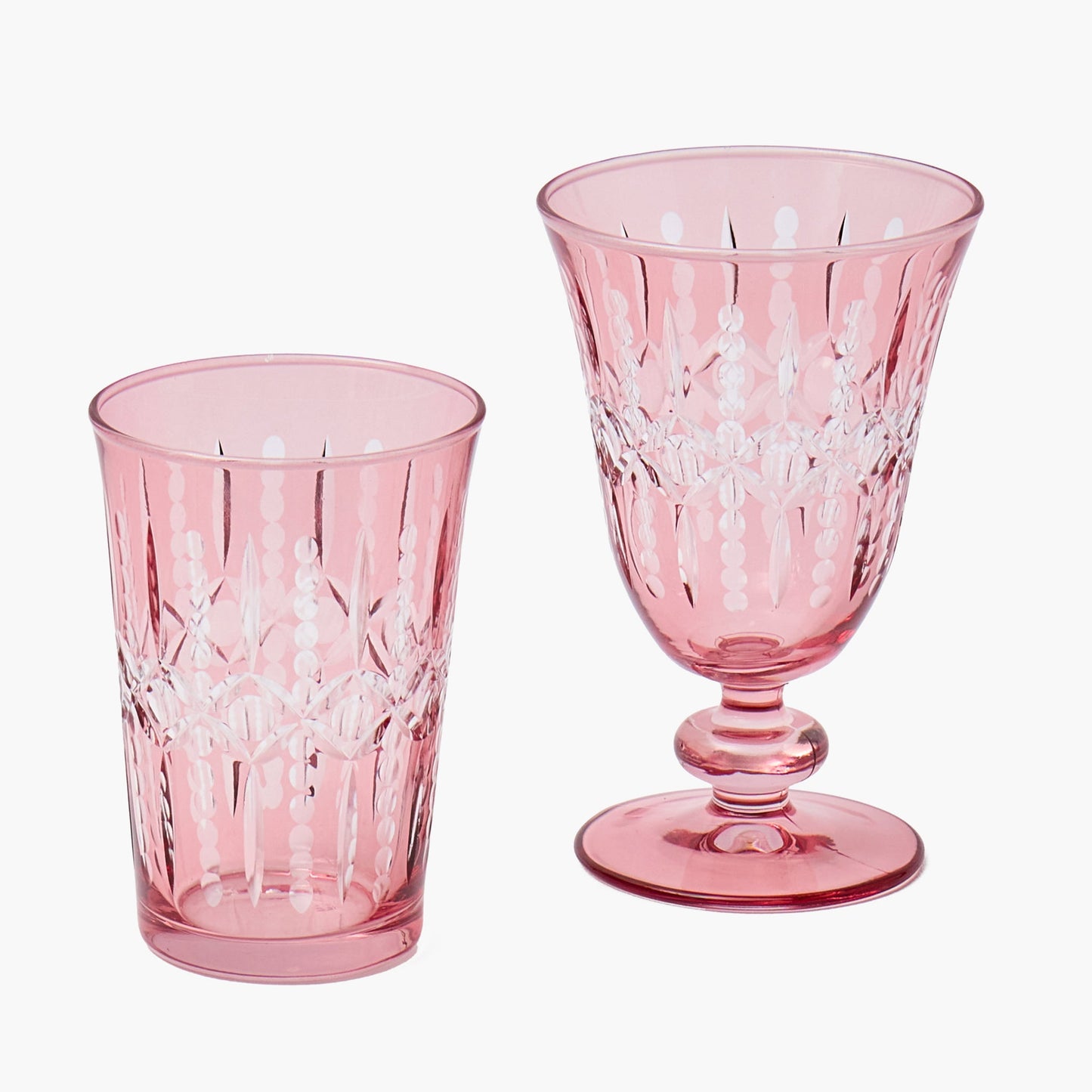 Pink Chloe Engraved Water Glasses (Set of 4)