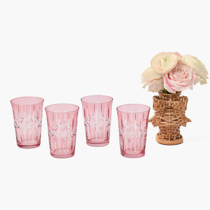 Pink Chloe Engraved Water Glasses (Set of 4)