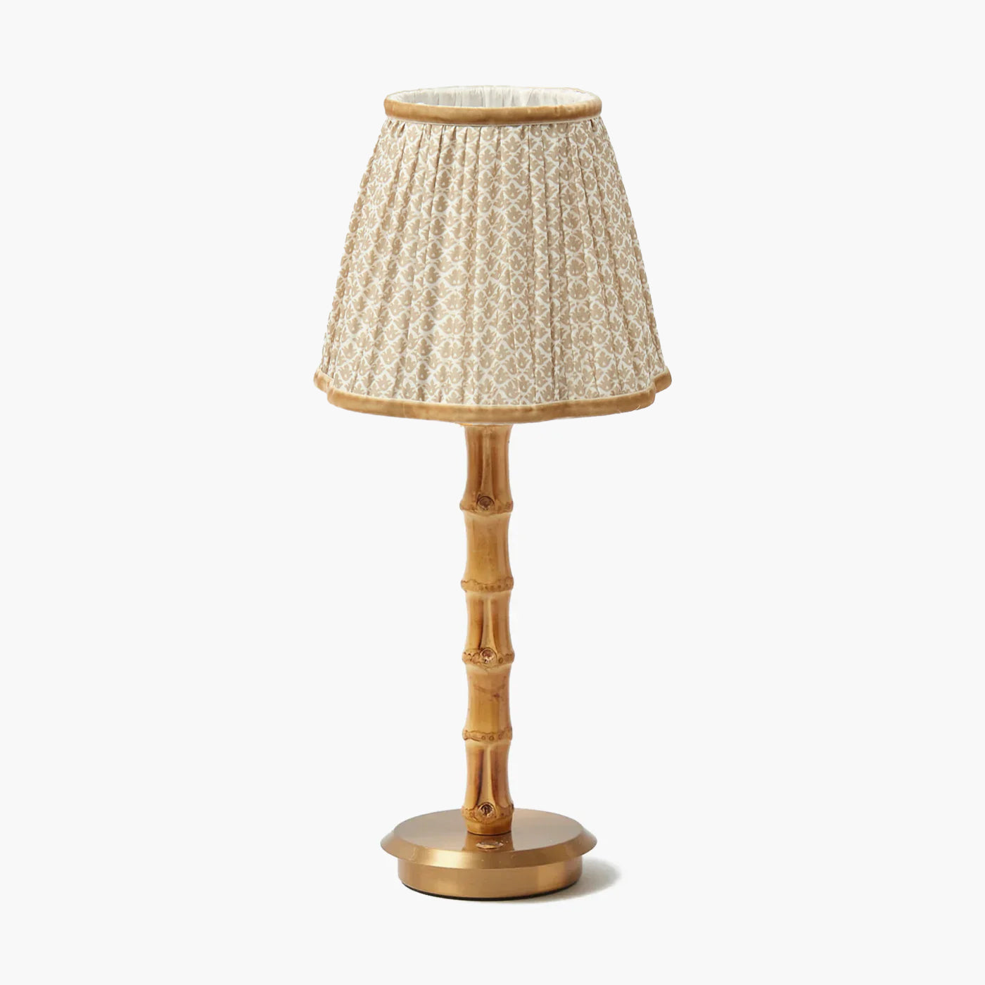 Bamboo Rechargeable Lamp with Putty Lotus Shade (18cm)