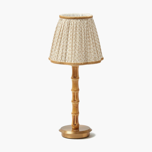 Bamboo Rechargeable Lamp with Putty Lotus Shade (18cm)