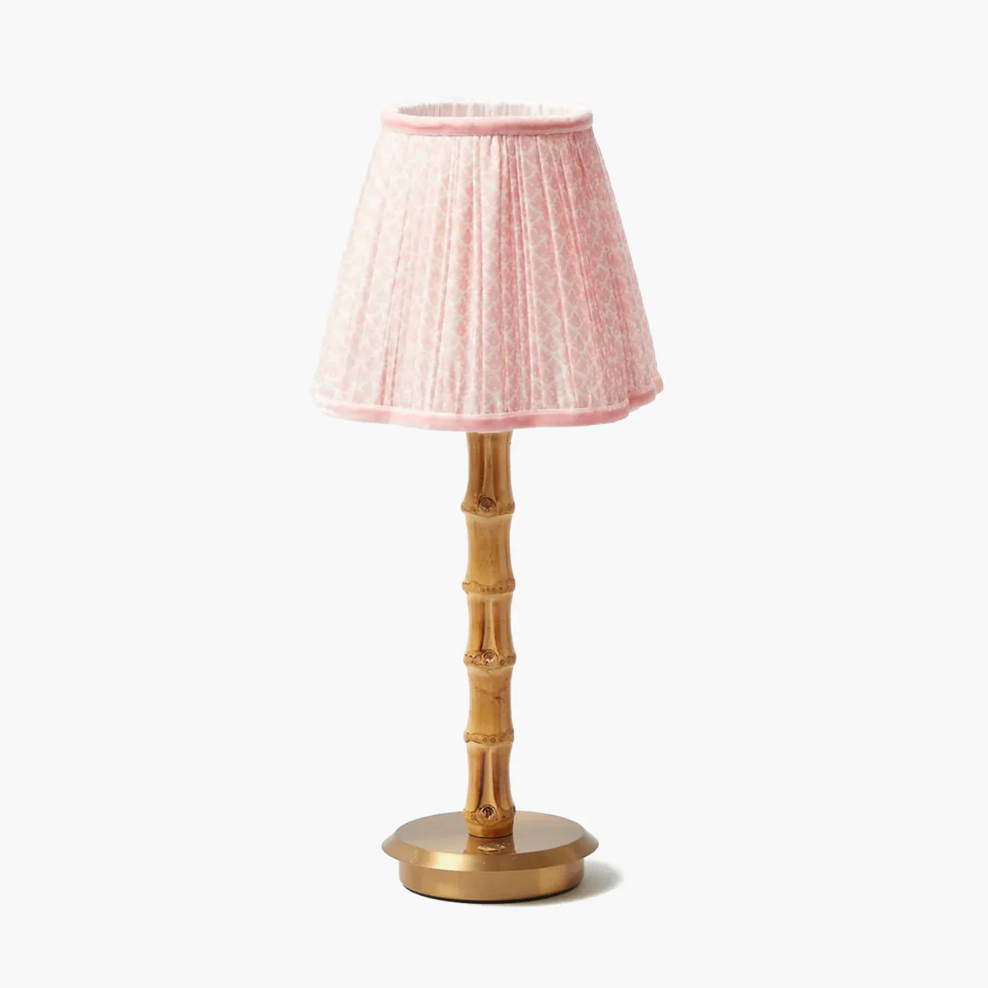 Bamboo Rechargeable Lamp with Pink Lotus Shade (18cm)