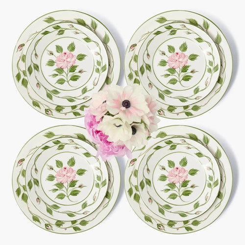 Rose Bud Dinner & Starter Plates (Set of 8)