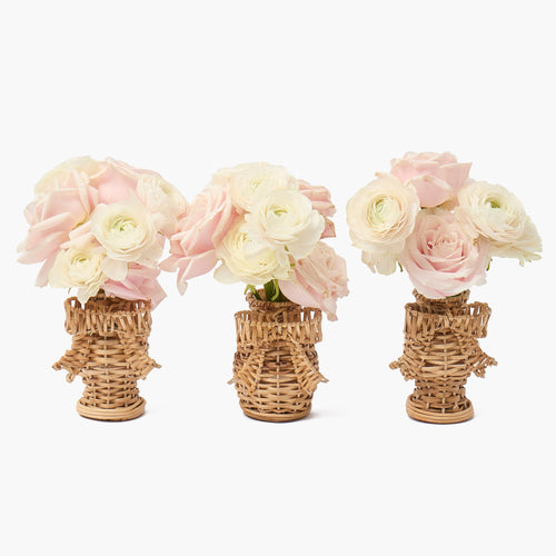 Mini Rattan Bow Vases (Set of 3)